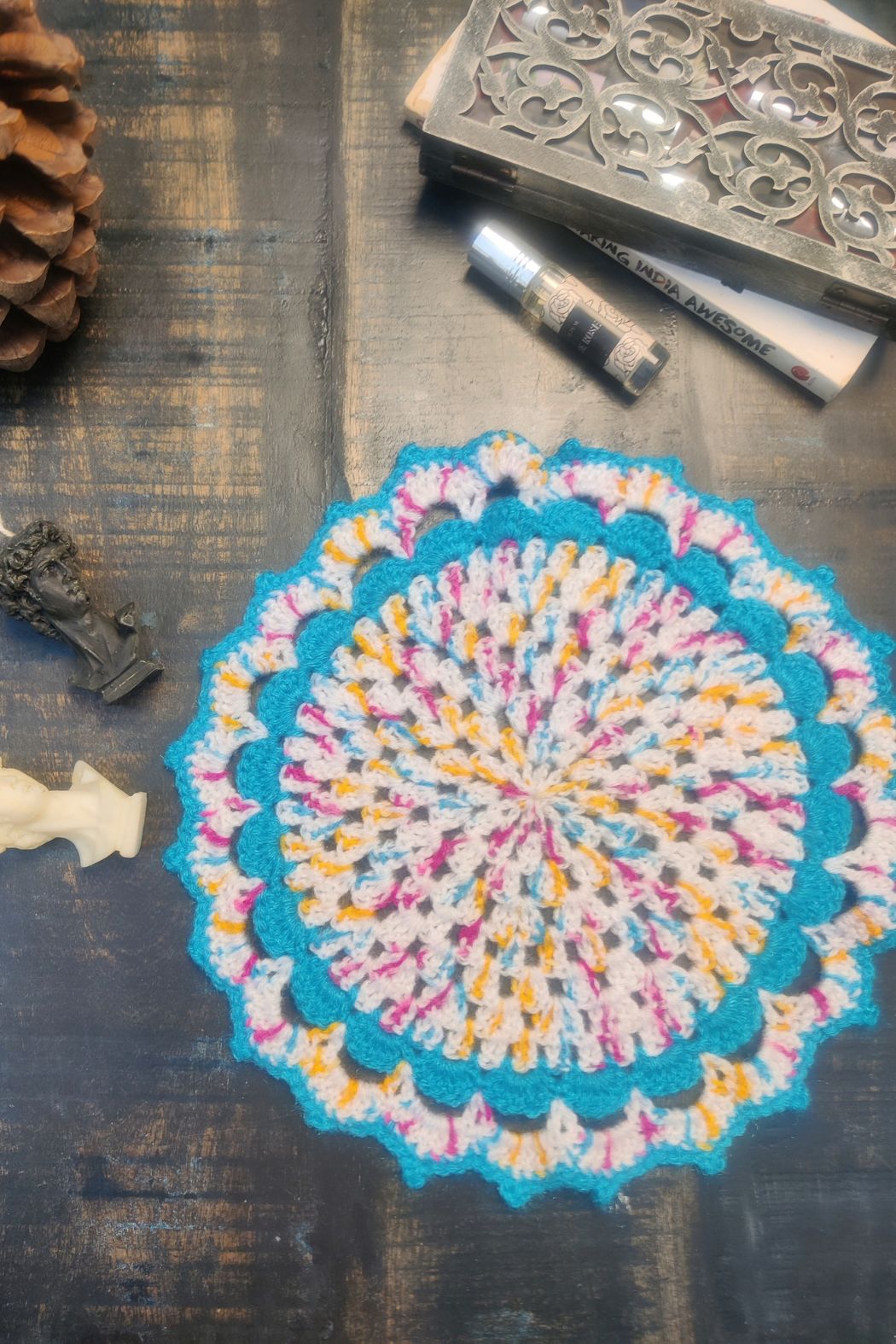 Table Mat made from Micro Rangoli Yarn by ABCwools -