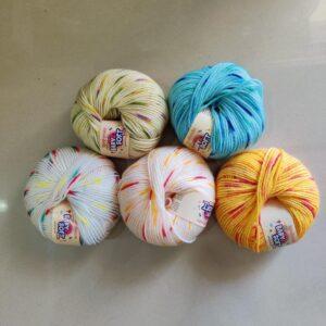 Colorful yarn skeins for knitting.