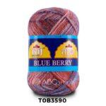 Multicolored Taj Blue Berry knitting yarn skein.