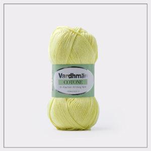 Yellow Vardhman cotton knitting yarn skein.