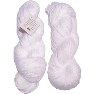 Two skeins of white yarn.