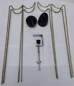 Metal crutches and orthopedic equipment on white background.